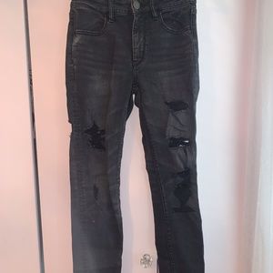 American Eagle Washed Black Ripped Jeans